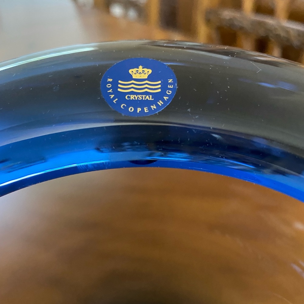 Per Lütken Mid-Century Holmegaard Blue Glass Bowl for Royal Copenhagen Murano - Picture 2 of 9